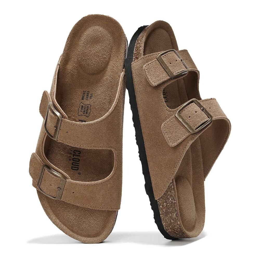 Project Cloud Women's 10 Chestnut Venita Leather Flat Sandals Vacation HR13-17